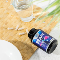 Packaging and product shot of Brain Memory Supplement 120 capsules