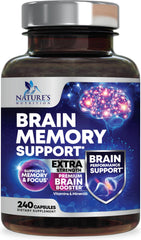 Bottle of Brain Memory Supplement Pills with 240 capsules