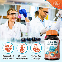 Concept image of brain health ingredients and nutrients