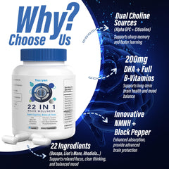 Caffeine from green tea and L-Theanine for calm focus