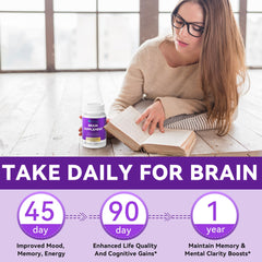 Person studying with brain supplement bottle on desk