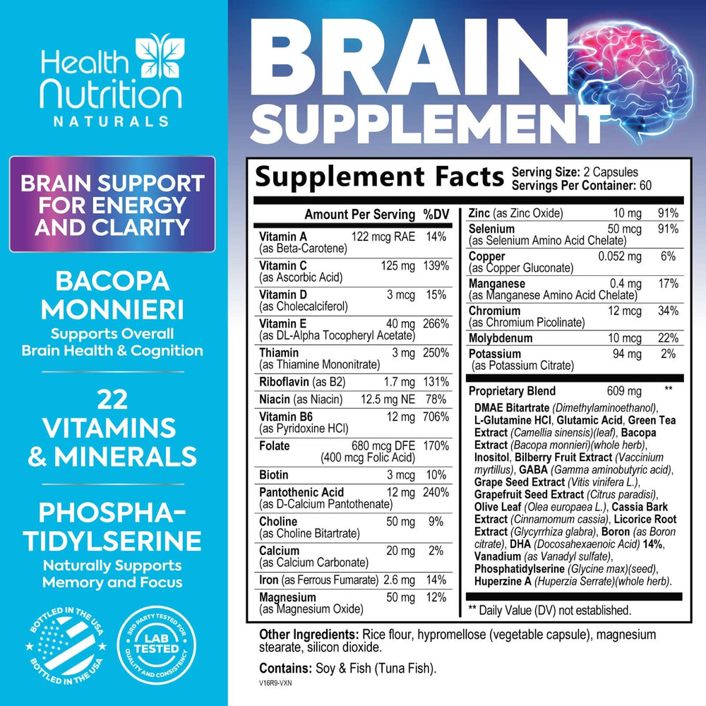Extra-strength nootropic capsules on a white background