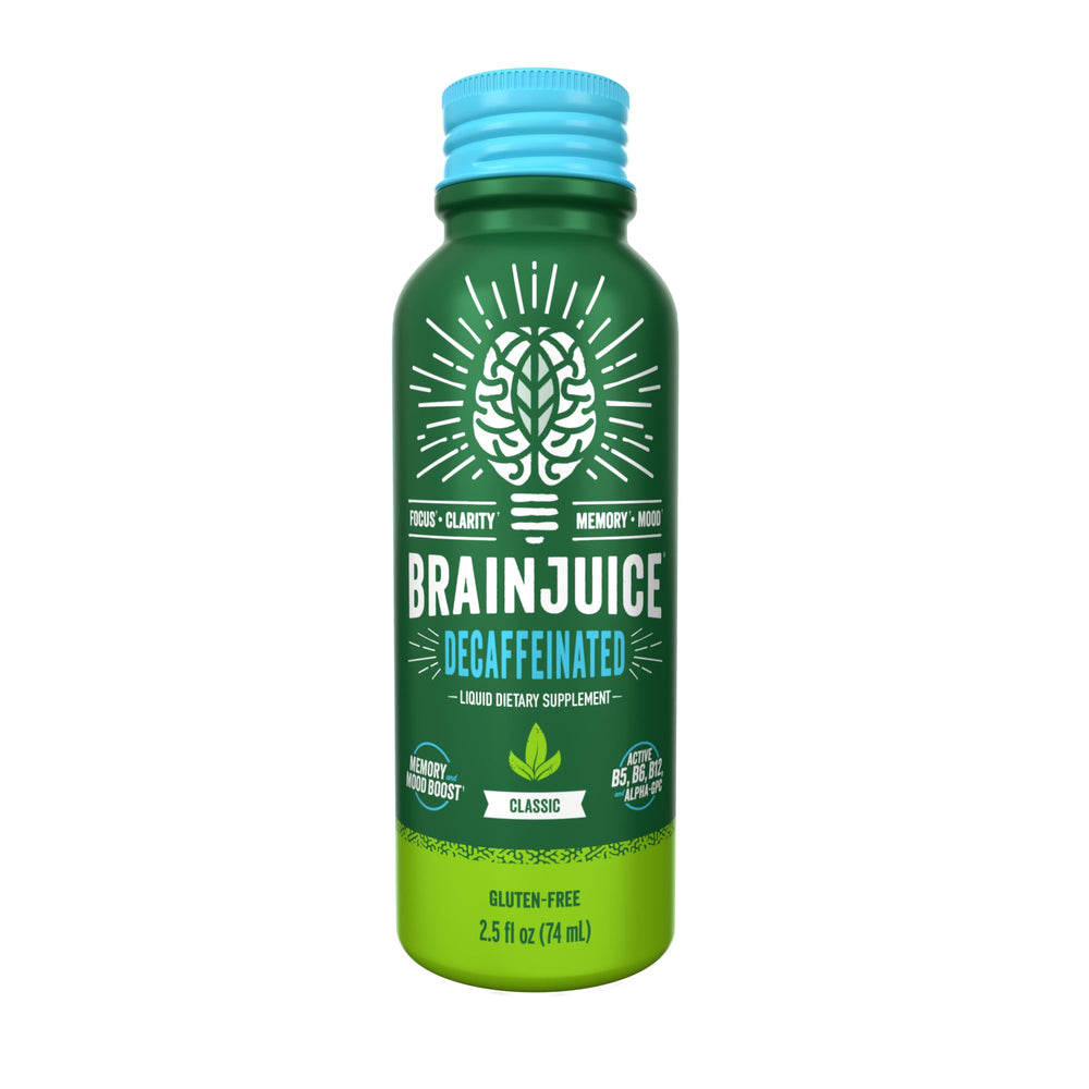 BrainJuice monk fruit sweetener label communicates natural flavor with low sugar.