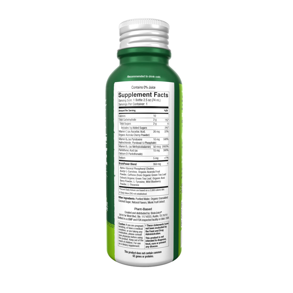 BrainJuice mood clarity shot suggesting a possible mood lift and mental sharpness