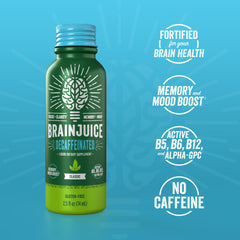 BrainJuice recyclable aluminum packaging shown for eco-friendly convenience.