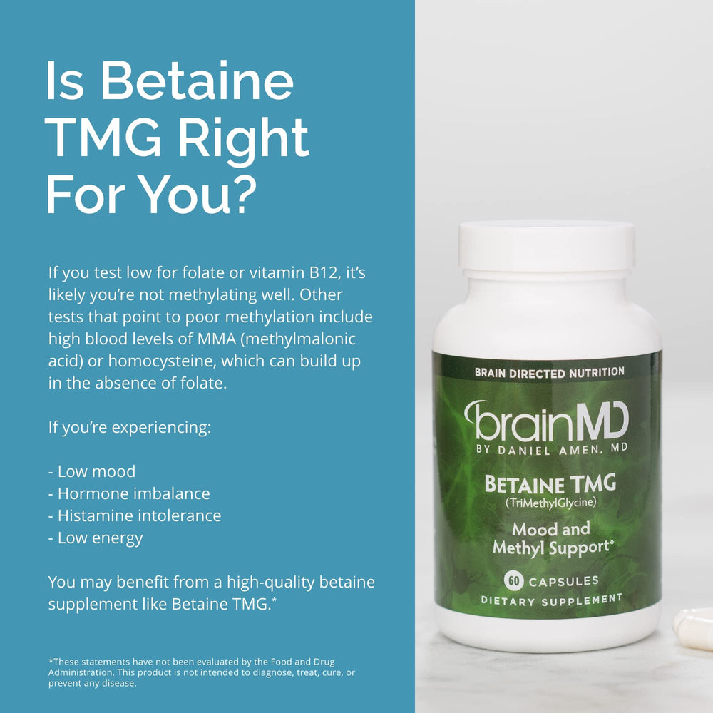 Gluten-free badge on BrainMD Betaine TMG packaging
