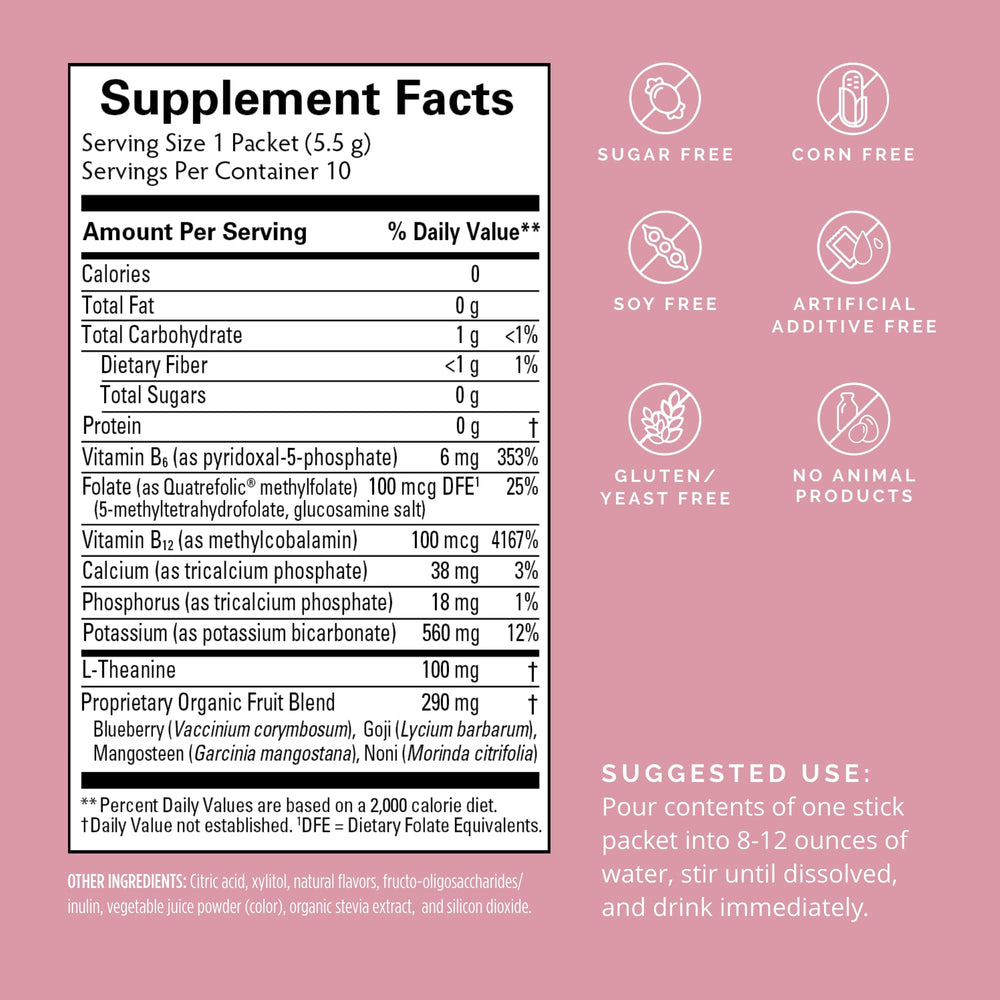 BrainMD Dr Amen berry nootropic drink packet with calm focus and mental clarity in every sip.