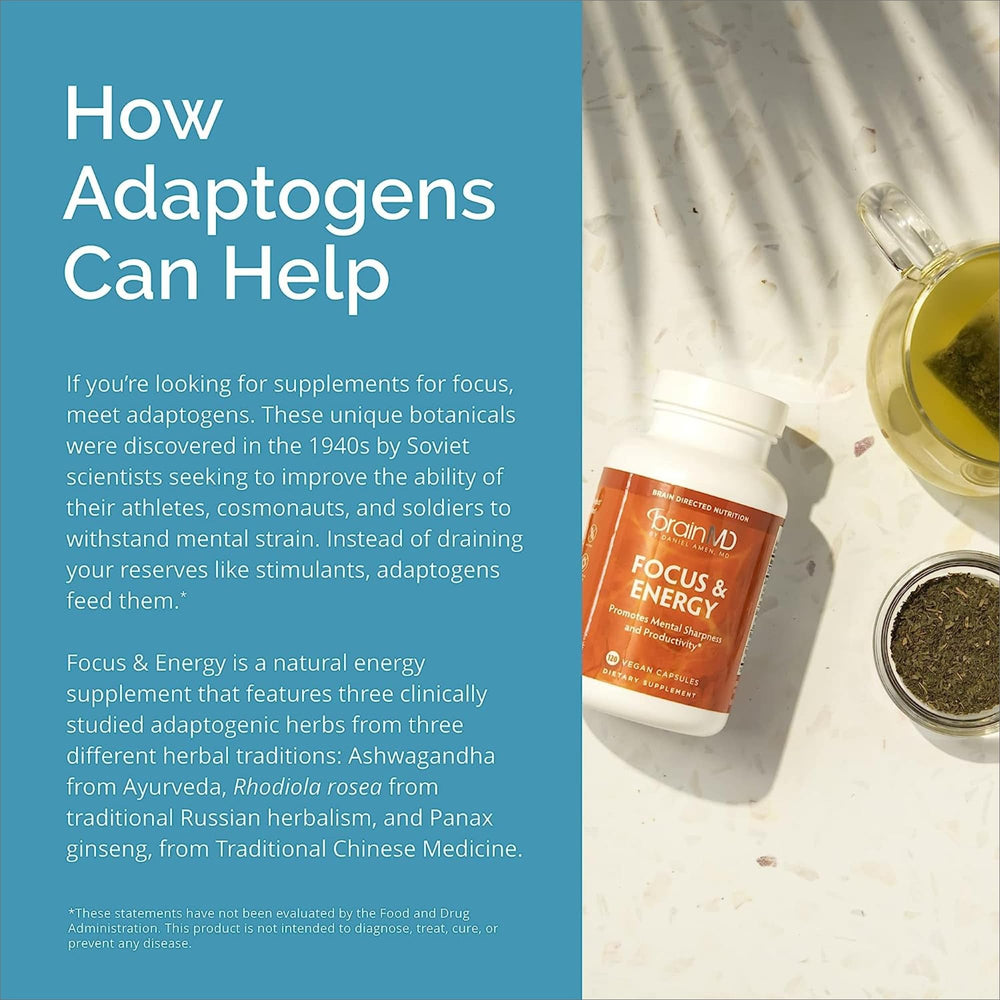 Pack of 2 BrainMD Focus & Energy bottles with 60 servings total