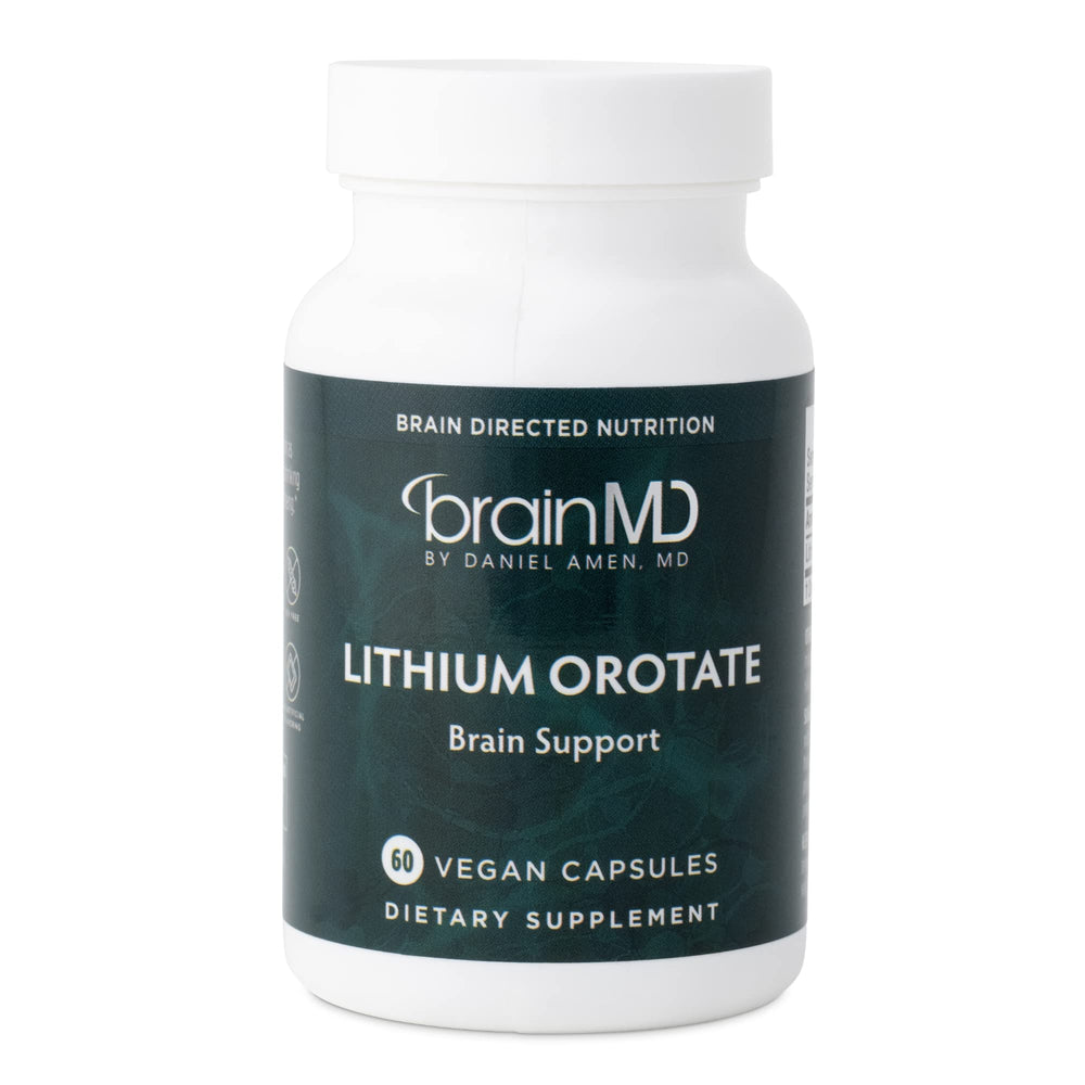 BrainMD Dr Amen Lithium Orotate bottle with 60 capsules