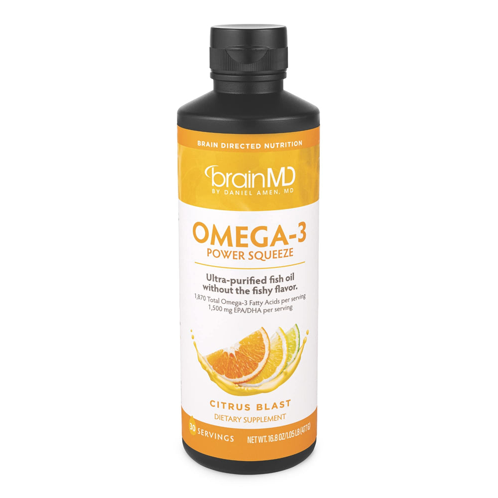 BrainMD Omega-3 Power Squeeze Citrus Blast bottle 16.8 oz