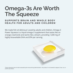 Nutrition facts panel for BrainMD Omega-3 Power Squeeze Citrus Blast