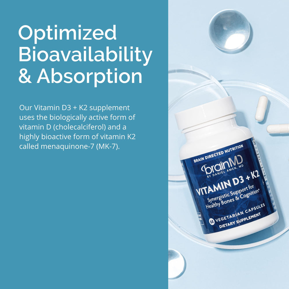 Supplement facts and ingredients for BrainMD Vitamin D3 + K2