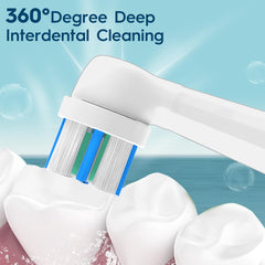 Replacement toothbrush head for Braun Oral-B iO with medium bristles, side view, white black