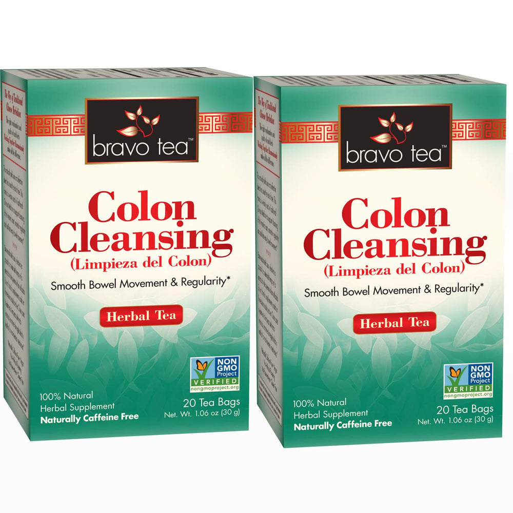 Bravo Tea colon cleansing tea packet, showcasing the herbal blend for cleansing support.