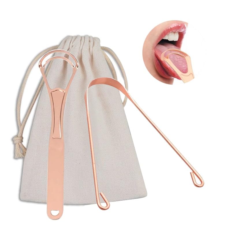 Close-up of tongue cleaning for fresh breath