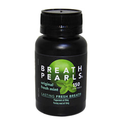 Breath Pearls Original Freshens Breath – 150 softgels bottle label close-up