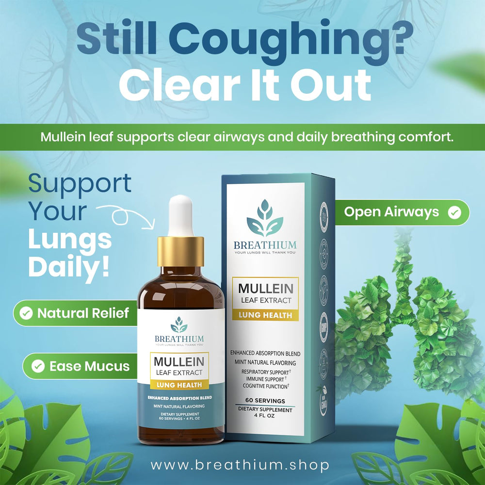 Breathium Mullein Drops packaging and label