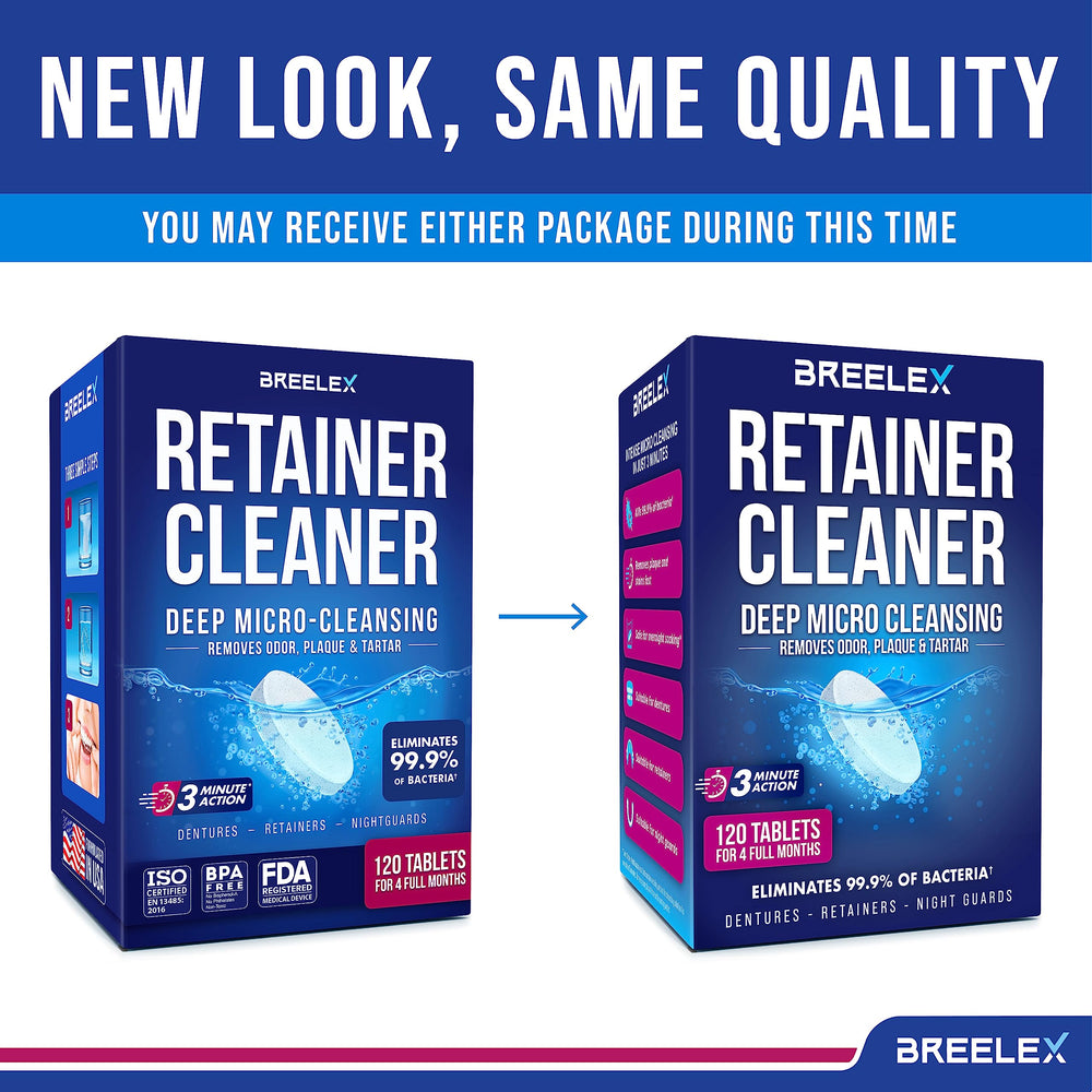 Dissolving Breelex tablet in water for dental appliance cleaning