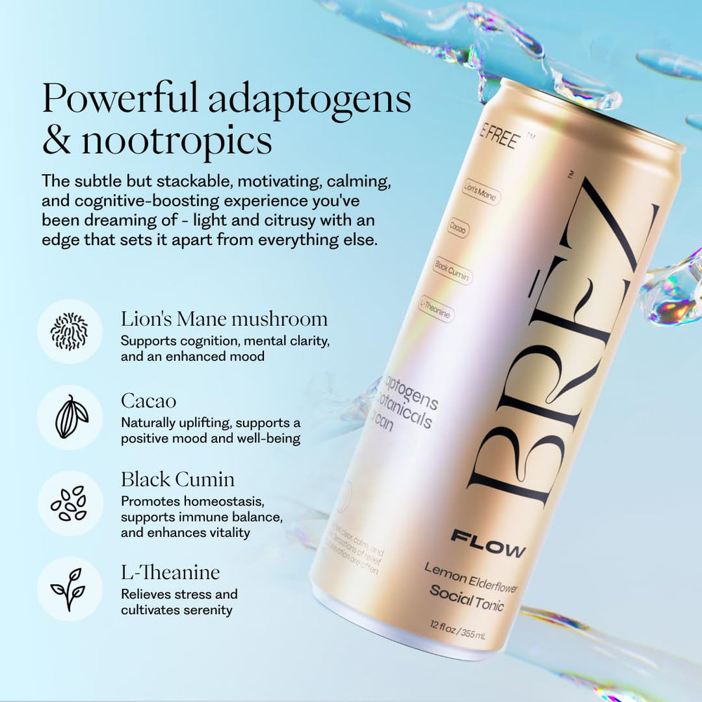 Adaptogens and botanicals blend in BRĒZ Flow