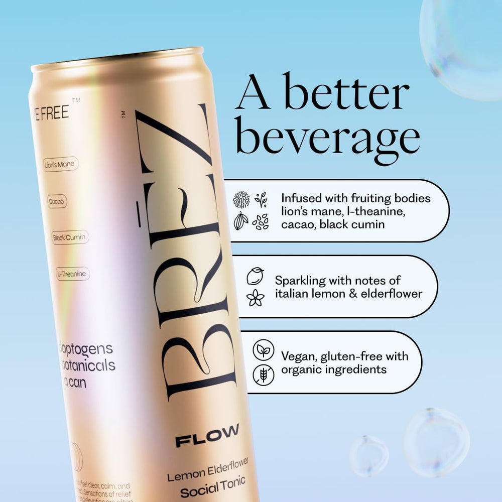 BRĒZ Flow Lemon Elderflower sparkling can