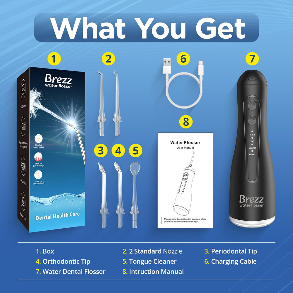 Black Brezz Water Dental Flosser Pick product shot