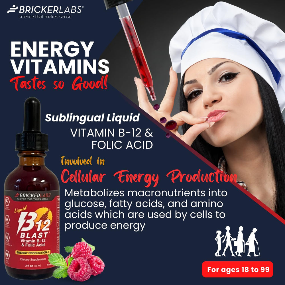 Dropper of Bricker Labs B-12 Blast liquid vitamin