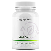 Bright Naturals Vital Detox bottle and capsules for daily liver support and energy.