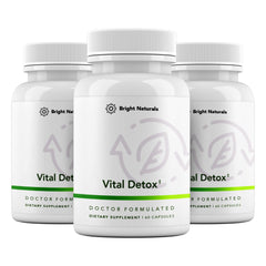 Bright Naturals Vital Detox bottle front view showing enzyme-focused liver support
