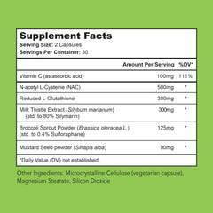 Bright Naturals Vital Detox ingredients closeup with NAC and milk thistle for detox support.