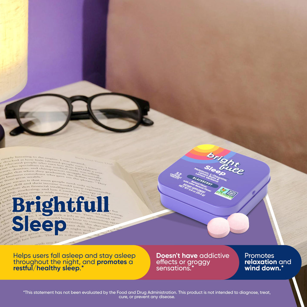 Front view of BRIGHTFULL tin highlighting blackberry flavor