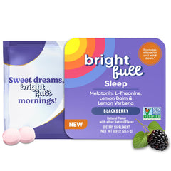 BRIGHTFULL sleep aid chewables in blackberry flavor with 32 tablets label