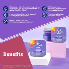 Close-up of BRIGHTFULL sleep aid ingredients including melatonin and herbs