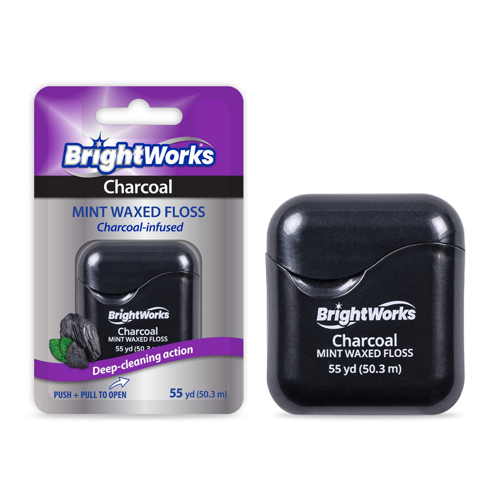 BrightWorks Activated Charcoal Dental Floss with mint flavor, 4-pack