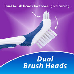 Firm bristles designed for thorough denture cleaning