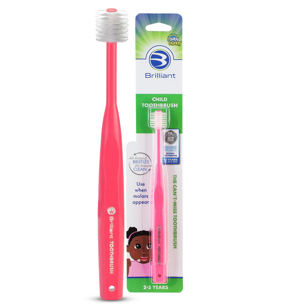 Brilliant Oral Care child toothbrush pink with 360° round head