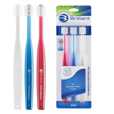 Three-pack Brilliant Oral Care toothbrushes with assorted handle colors