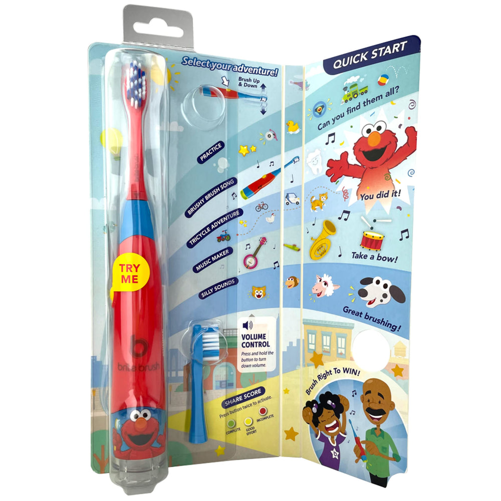 Side profile of BriteBrush Sesame Street Elmo toothbrush
