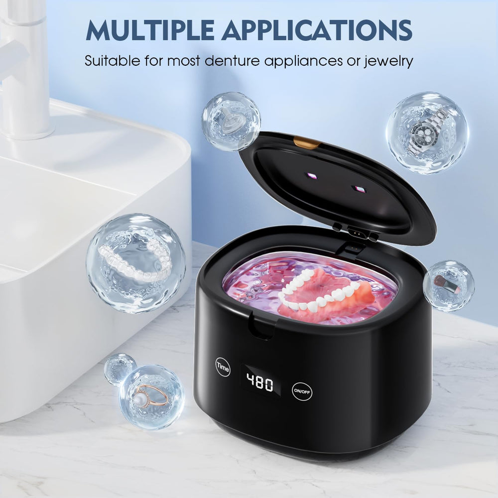 Portable compact ultrasonic cleaner with lid