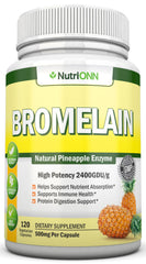 NutriONN Bromelain 500mg bottle with 120 vegan capsules