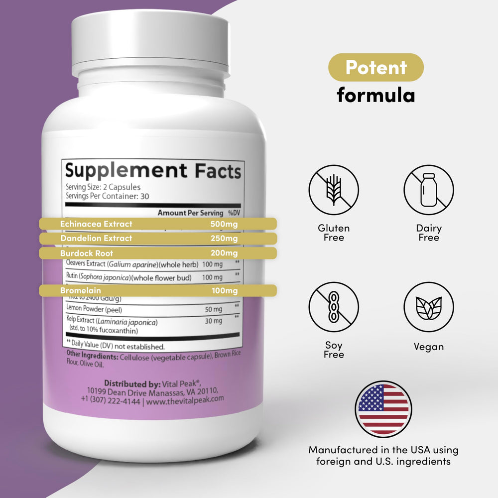 Bromelain enzyme included in Lymph Peak for lymphatic action