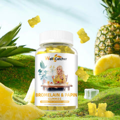 Digestive support supplement gummies displayed with serving suggestion