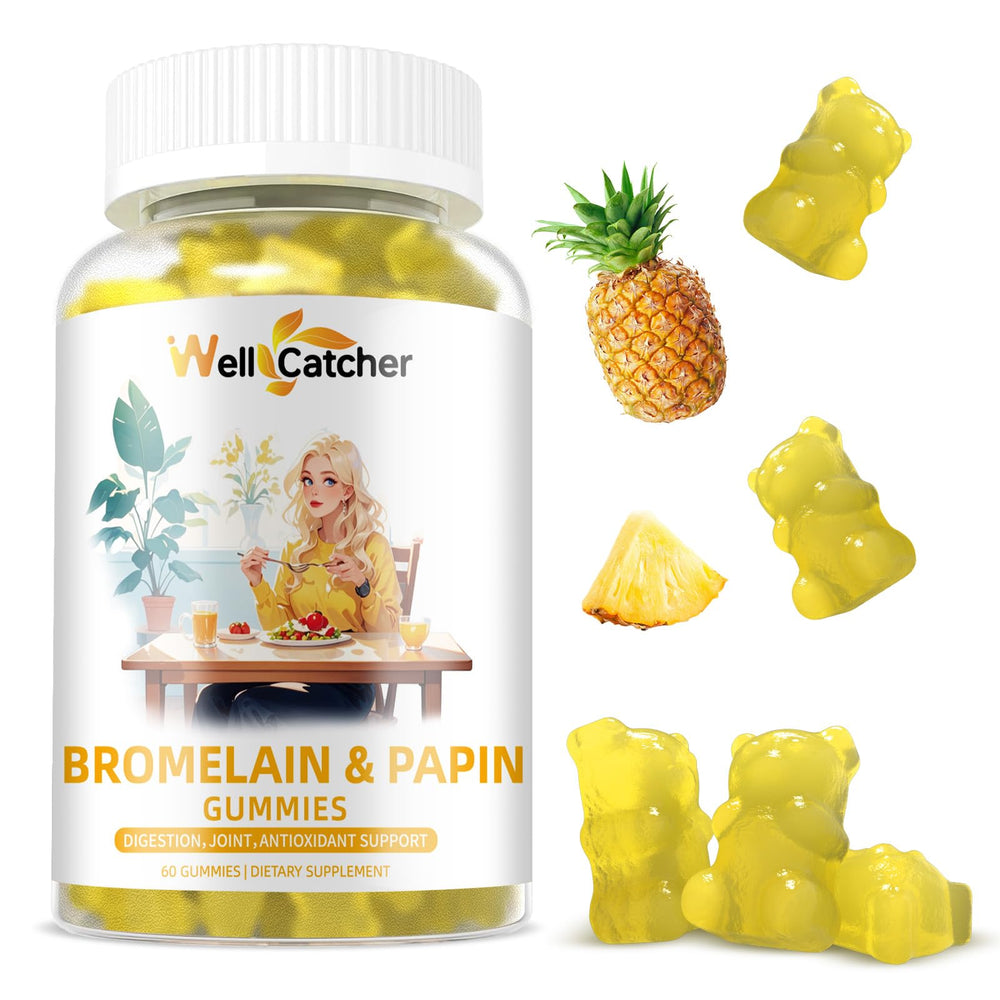 Front view of bromelain papain enzyme gummies packaging