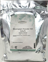 Bromelain Powder 150gdu bottle labeled Ananas comosus - Starwest Botanicals