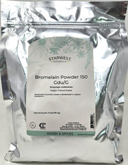 Bromelain Powder 150gdu bottle labeled Ananas comosus - Starwest Botanicals