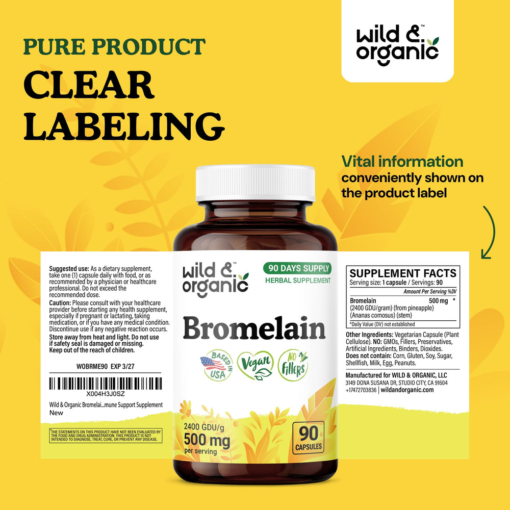 Bromelain supplement packaging showing 90 count