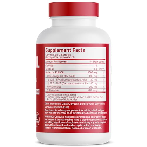 Close-up of Bronson Krill Oil bottle showing 1000 mg per serving