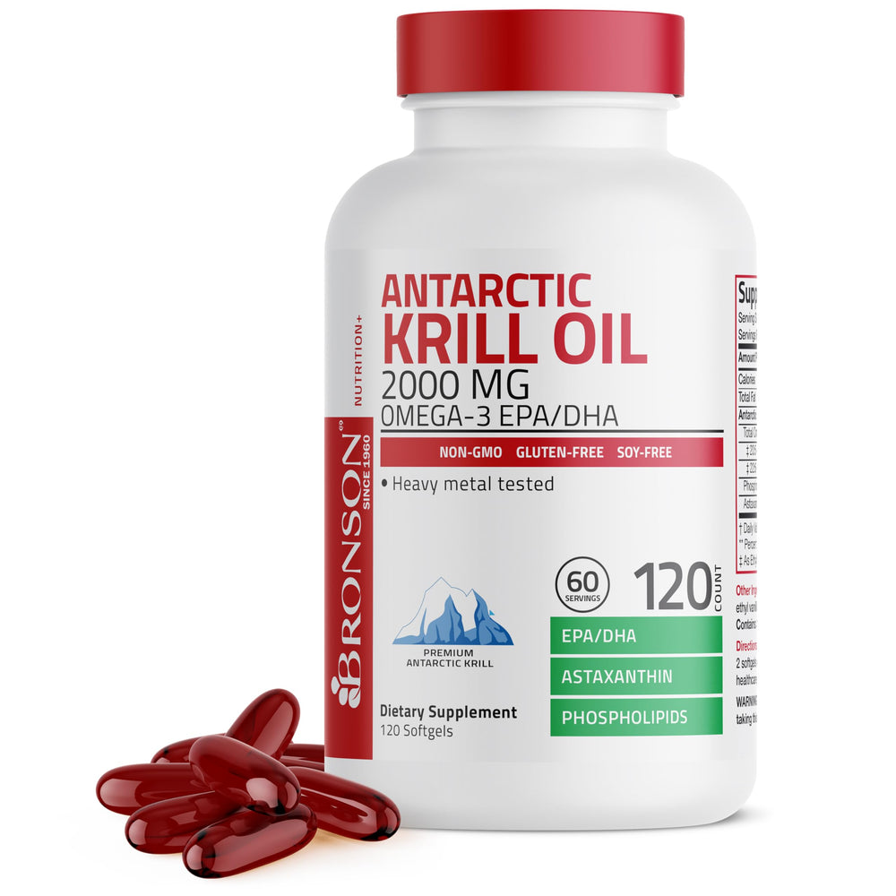 Bronson Antarctic Krill Oil 2000 mg bottle label