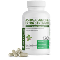 Bronson Ashwagandha Extra Strength bottle with 120 vegetarian capsules