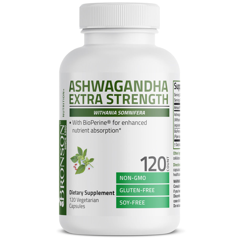 Non-GMO, gluten-free and soy-free Bronson Ashwagandha supplement