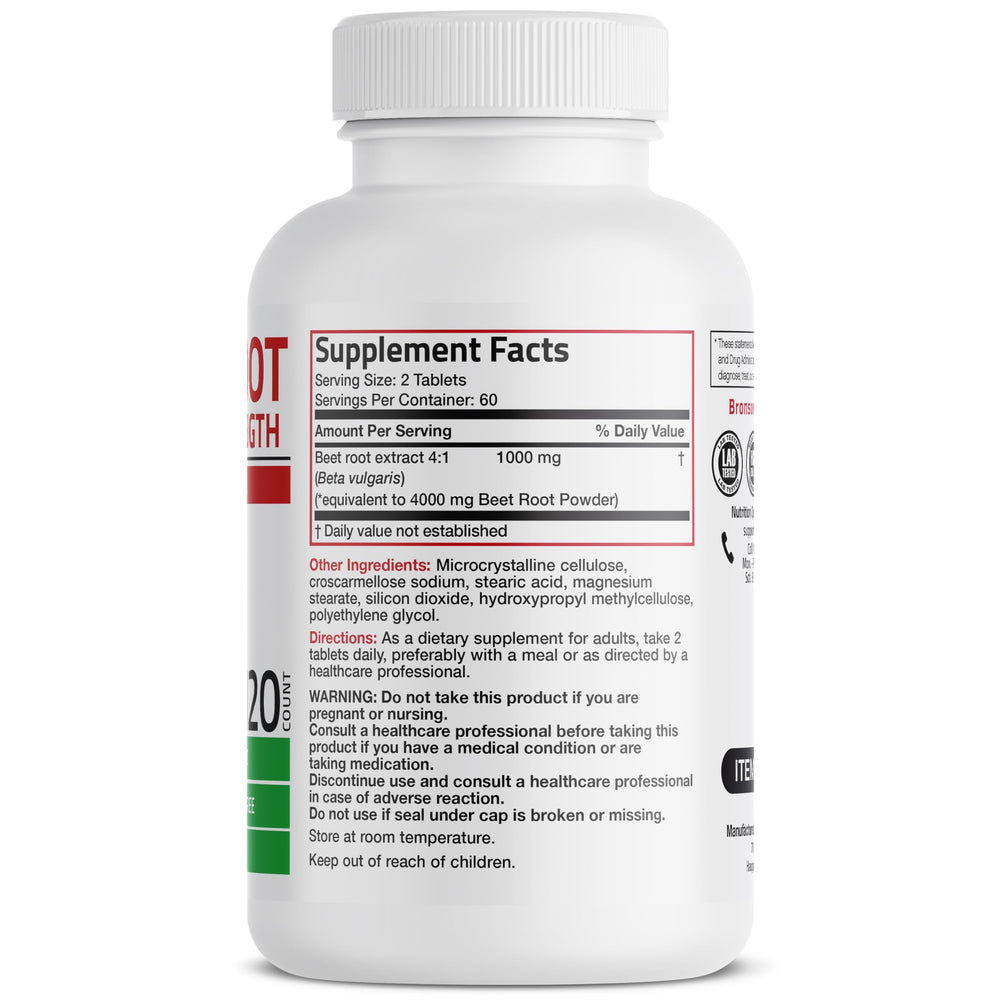 Bronson Beet Root Double Strength bottle with capsules